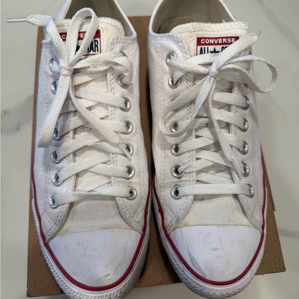 Converse White and Red Canvas Sneakers